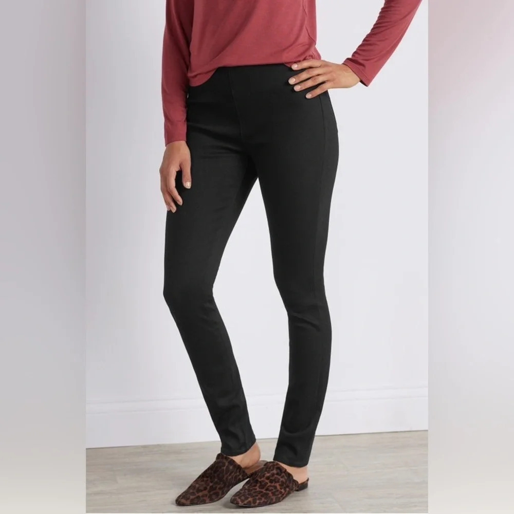 Soft Surroundings Ultimate Pull-On Stretch Skinny Jeans Black Elastic Waist L